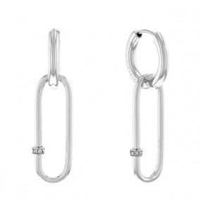 Boucles d'oreilles Calvin Klein, collection Contemporary Elongated Oval, bijou acier référence 35000181