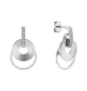 Boucles d'oreilles Calvin Klein, collection Sculptural Playful Circular Shimmer, bijou acier référence 35000152