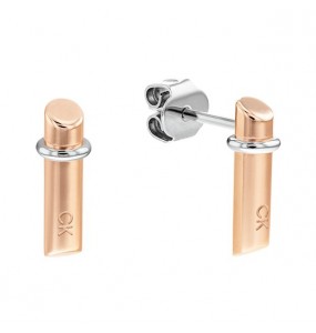 Boucles d'oreilles Calvin Klein, collection Sculptural Elongated Linear, bijou acier référence 35000020