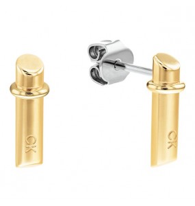 Boucles d'oreilles Calvin Klein, collection Sculptural Elongated Linear, bijou acier référence 35000021