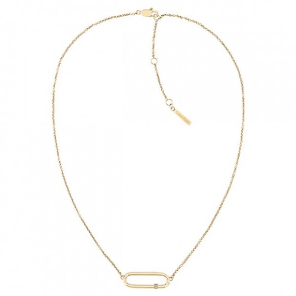 Collier Calvin Klein, collection Contemporary Elongated Oval, bijou acier référence 35000186