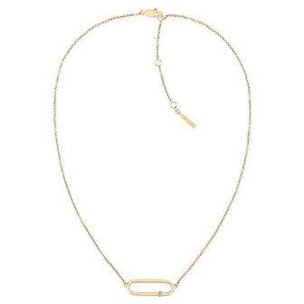 Collier Calvin Klein, collection Contemporary Elongated Oval, bijou acier référence 35000186