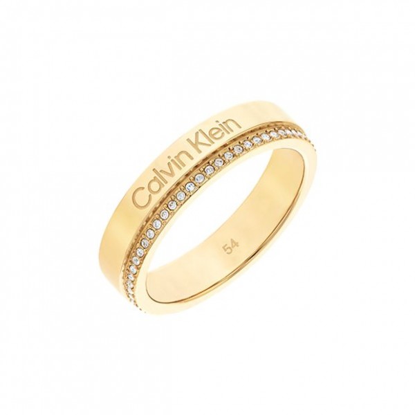 Bague Calvin Klein, collection Timeless Minimal Linear, bijou acier référence 35000201B