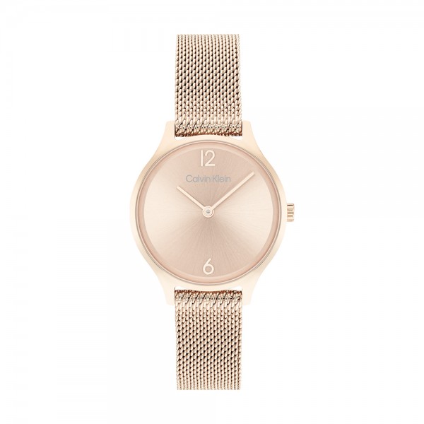 Calvin Klein - Montre Timeless 2H acier doré rose - Ref 25200059