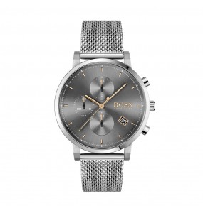Montre Homme Hugo Boss Business  - Boîtier acier argenté - Bracelet acier argenté - Ref 1513807