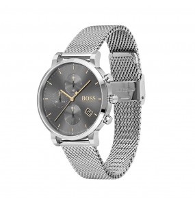 Montre Homme Hugo Boss Business  - Boîtier acier argenté - Bracelet acier argenté - Ref 1513807