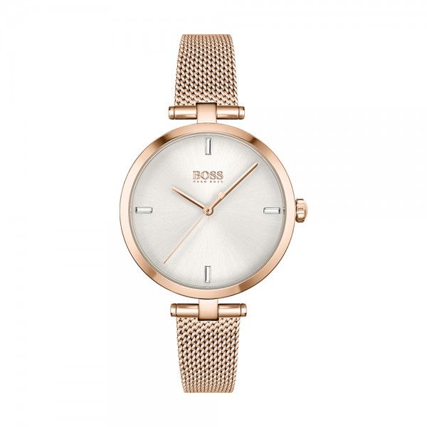 Montre Femme Hugo Boss Majesty  - Boîtier acier doré rose - Bracelet acier doré rose - Ref 1502589