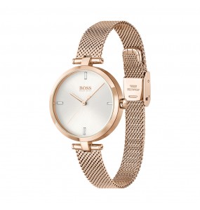 Montre Femme Hugo Boss Majesty  - Boîtier acier doré rose - Bracelet acier doré rose - Ref 1502589