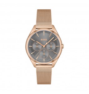Montre Femme Hugo Boss Business  - Boîtier acier doré rose - Bracelet acier doré rose - Ref 1502639