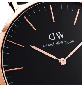 Montre Homme DANIEL WELLINGTON Classic Black Bristol Cuir Brun Or Rose - DW00100125