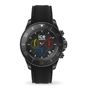 Montre Ice Watch Chrono Homme - Boitier Acier Noir - Bracelet Silicone Noir - Réf. 019842