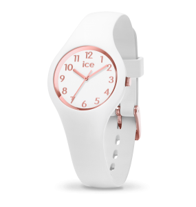 Montre Femme Ice Watch - Boîtier Acier Doré Rose - Bracelet Silicone Blanc - Réf. 015343