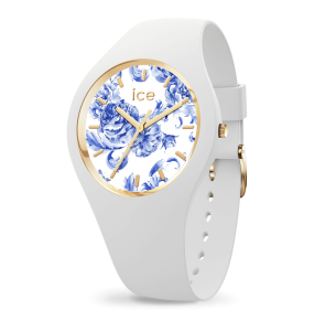 Montre Femme Ice Watch Blue - Boîtier Silicone Blanc - Bracelet Silicone Blanc - Réf. 019227