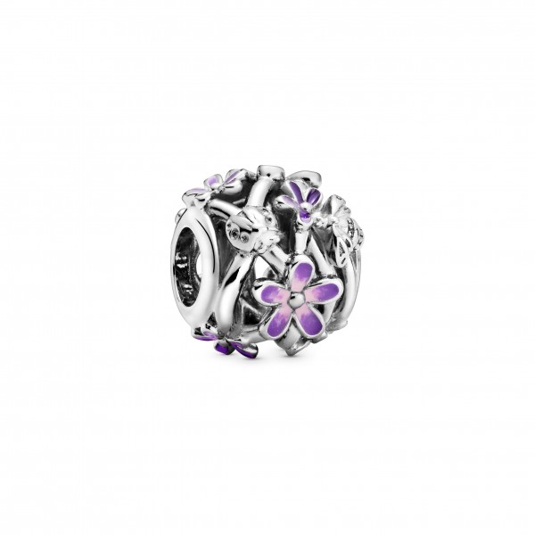 Pandora Bijou Argent - Charm Marguerite Violette Ajouré