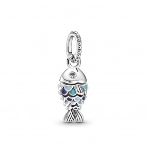 Pandora Bijou Argent - Charm Pendant Poisson à Ecailles Bleues