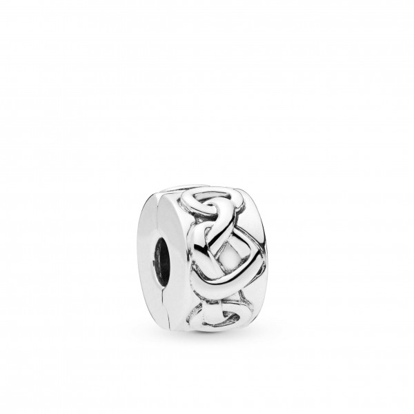 Pandora Bijou Argent - Charm Clip Coeurs Noués