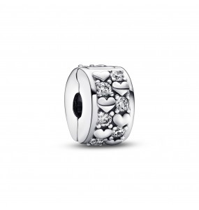 Pandora Bijou Argent - Charm Clip Scintillant Coeurs de l'Infini