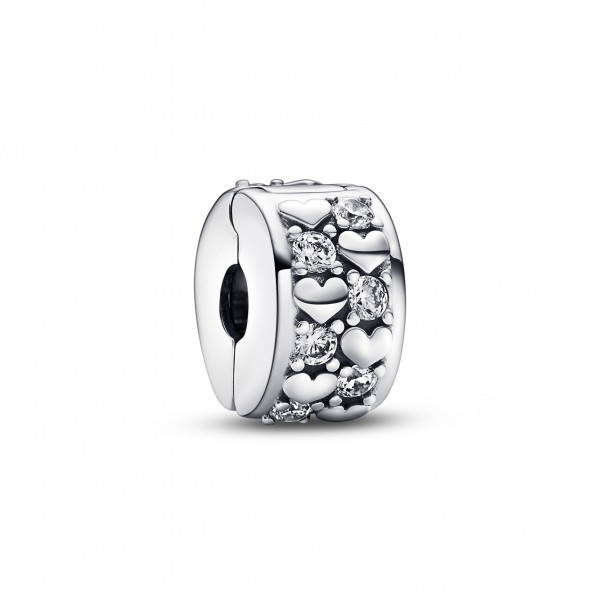 Pandora Bijou Argent - Charm Clip Scintillant Coeurs de l'Infini