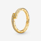 Pandora Bijou Argent - Bague Chevauchante Scintillante en Vermeil 14K Doigt 52