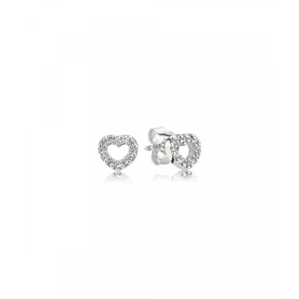 Pandora Bijou Argent - Clous d'Oreilles Coeur Ouvert