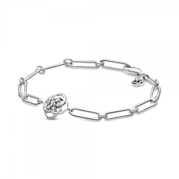 Pandora Bijou Argent - Bracelet à Maillons Pétales de Rose - 16cm