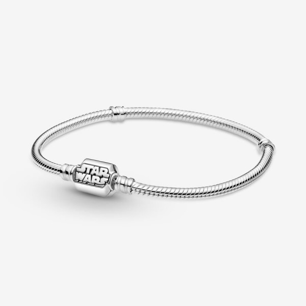 Pandora Bijou Argent - Star Wars Bracelet Fermoir Maille Serpent Pandora Moments - 19cm