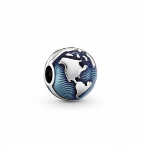 Pandora Bijou Argent - Charm Clip Globe Bleu