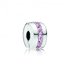 Pandora Bijou Argent - Charm Clip Rangée Scintillante Rose