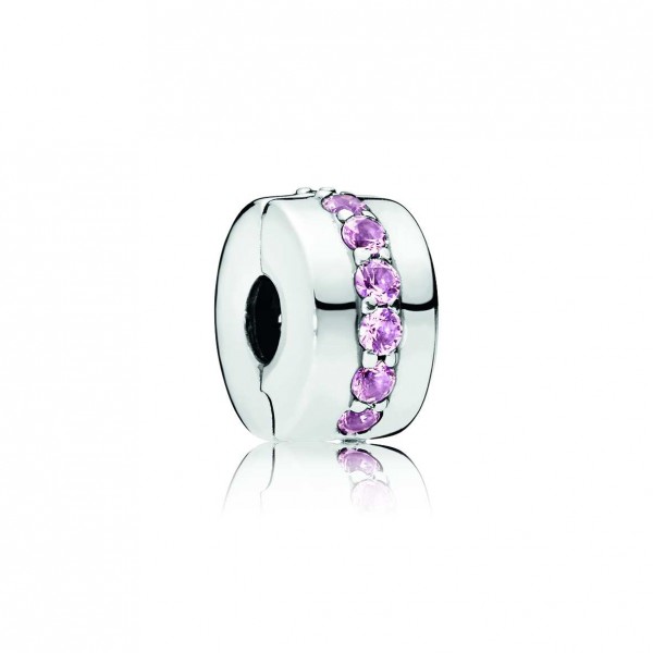 Pandora Bijou Argent - Charm Clip Rangée Scintillante Rose