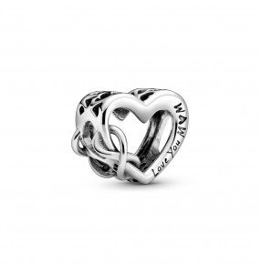 Pandora Bijou Argent - Charm Coeur Infinity Love You Mum (Je T Aime Maman)