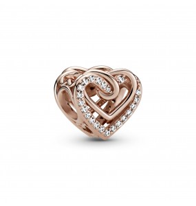 Pandora Bijou Argent - Charm Coeurs Entrelacés Scintillant