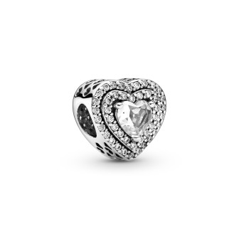 Pandora Bijou Argent - Charm Coeurs Nivelés Scintillants