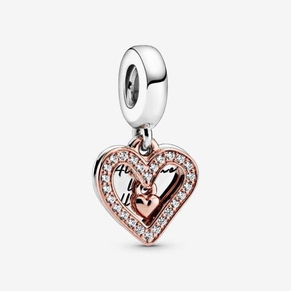 Pandora Bijou Argent - Charm Pendant Esquisse de Coeur Scintillant