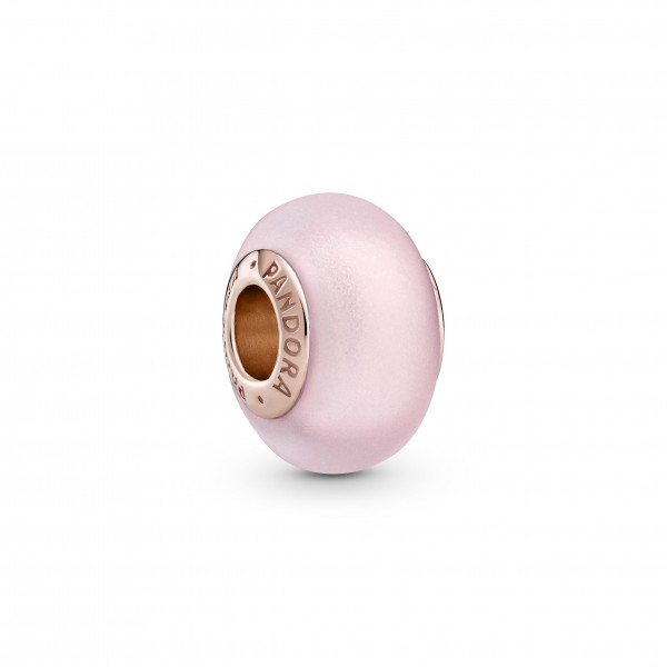 Pandora Bijou Argent - Charm Verre de Murano Rose Mat