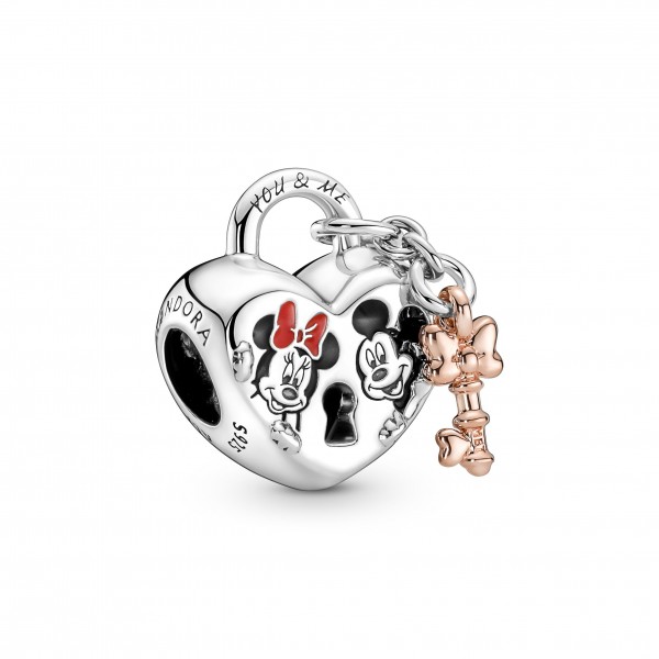 Pandora Bijou Argent - Charm Cadenas Disney Mickey et Minnie