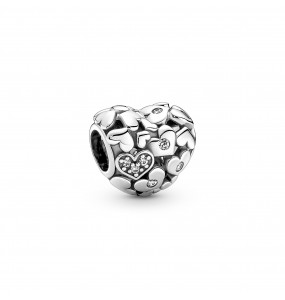 Pandora Bijou Argent - Charm Coeur Ajouré Scintillant