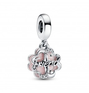 Pandora Bijou Argent - Charm Pendant Double Amitié Trèfle à Quatre Feuilles