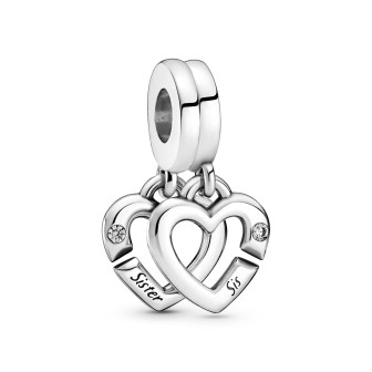 Pandora Bijou Argent - Charm Pendant Séparable Coeurs de Soeurs Entrelacés