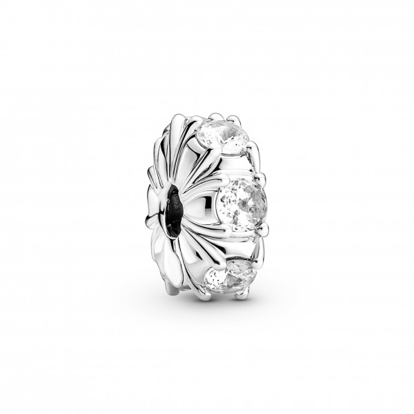 Pandora Bijou Argent - Sterling silver clip with clear cubic zirconia and silicone grip