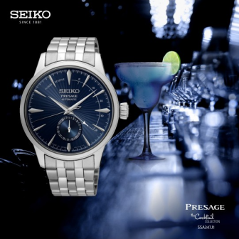 Montre Homme SEIKO Presage Cocktail Automatique Bleu Acier Gris - SSA347J1