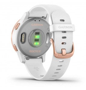 Montre Femme Connectée GARMIN Vivoactive 4S rose gold et bracelet en silicone Blanche - 010-02172-22