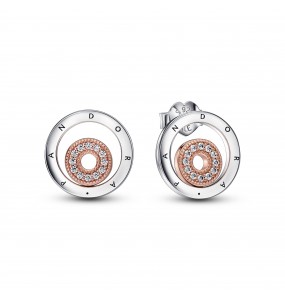 Clous dOreilles Bimatières Signature et Cercles Pandora Signature