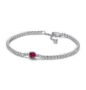 Bracelet Rivière Pavé Rond Scintillant Rouge - 16 cm