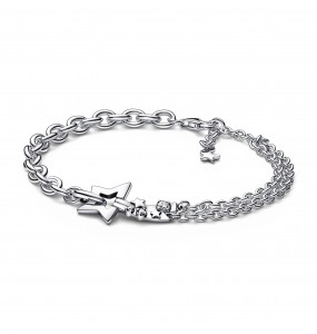 Bracelet Chaîne Double Étoile Filante - 18 cm