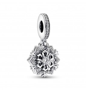 Charm Pendant Double Flocon de Neige Scintillant