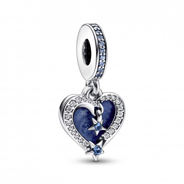 Charm Pendant Double Cur et Étoiles Filantes Célestes