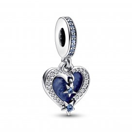 Charm Pendant Double Cur et Étoiles Filantes Célestes