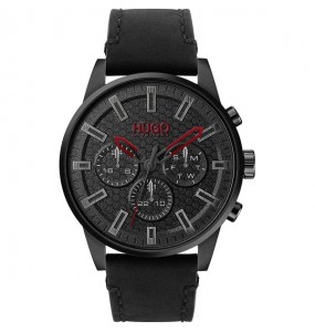 Montre Homme Hugo Casual en Cuir Noir Ref 1530149