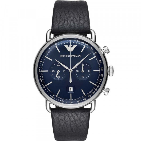 Montre Homme Emporio Armani Montres Aviator en Cuir Bleu Ref AR11105