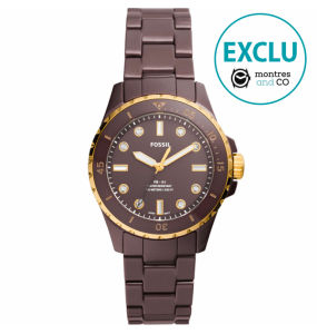 Montre Femme Fossil FB-01 en Céramique Marron Ref CE1121